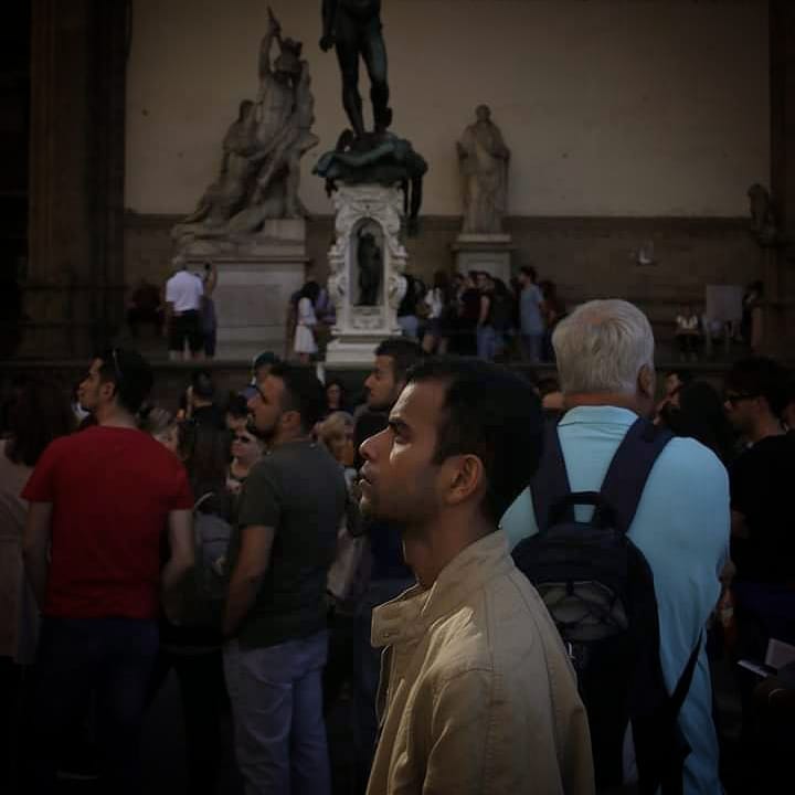 Staring at Michelangelo's David  